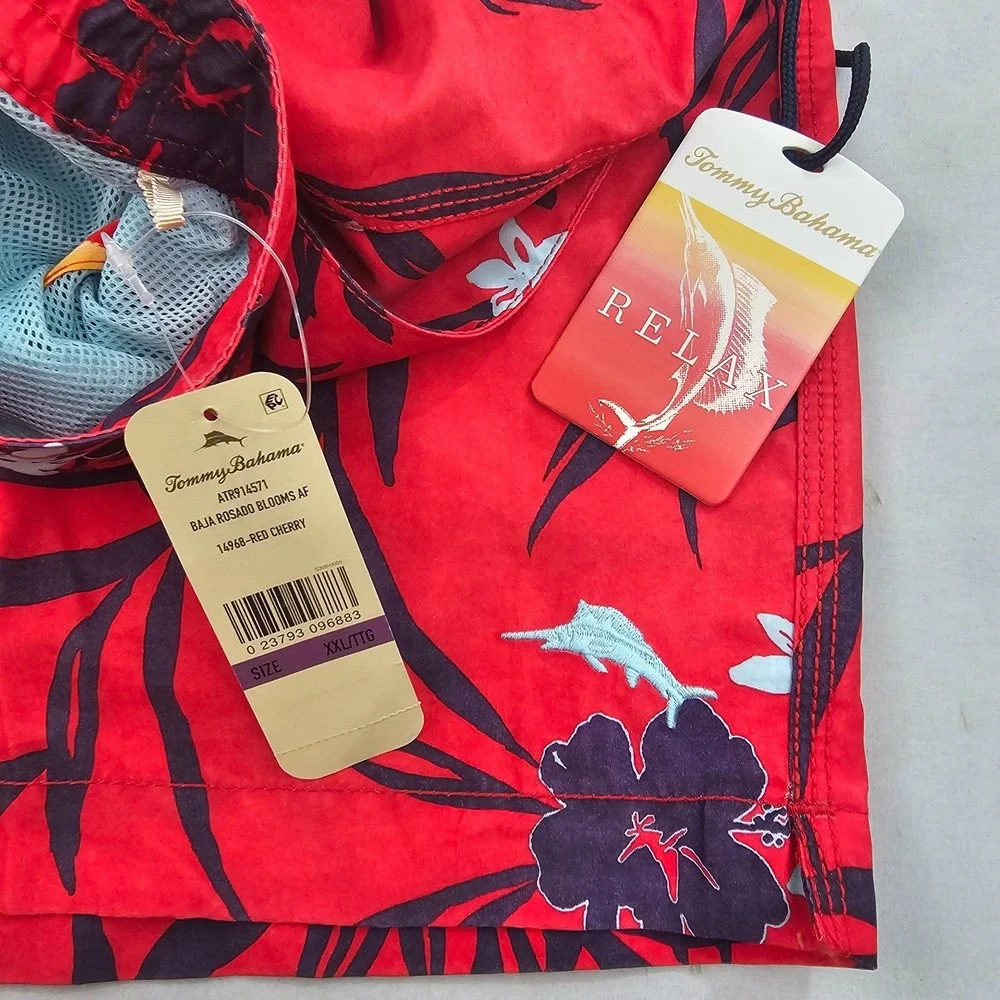Tommy Bahama Relax trunks swimwear mens XXL 2XL pockets red ATR914571 floral